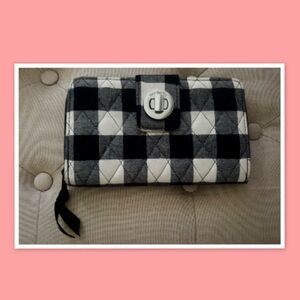 Vera Bradley RFID Turnlock Wallet PEARL BUFFALO CHECK Turn Lock Wallet